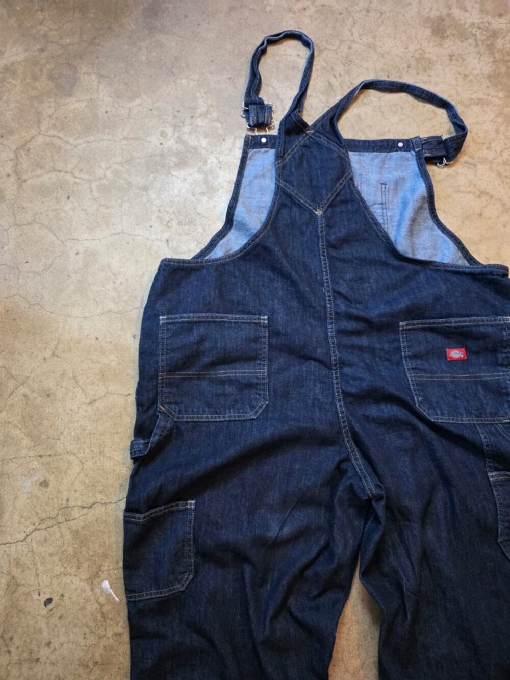 Dickies Denim Bib Overalls Blue Carpenter Work Size 8W L30 Cotton Durable - Picture 5 of 15